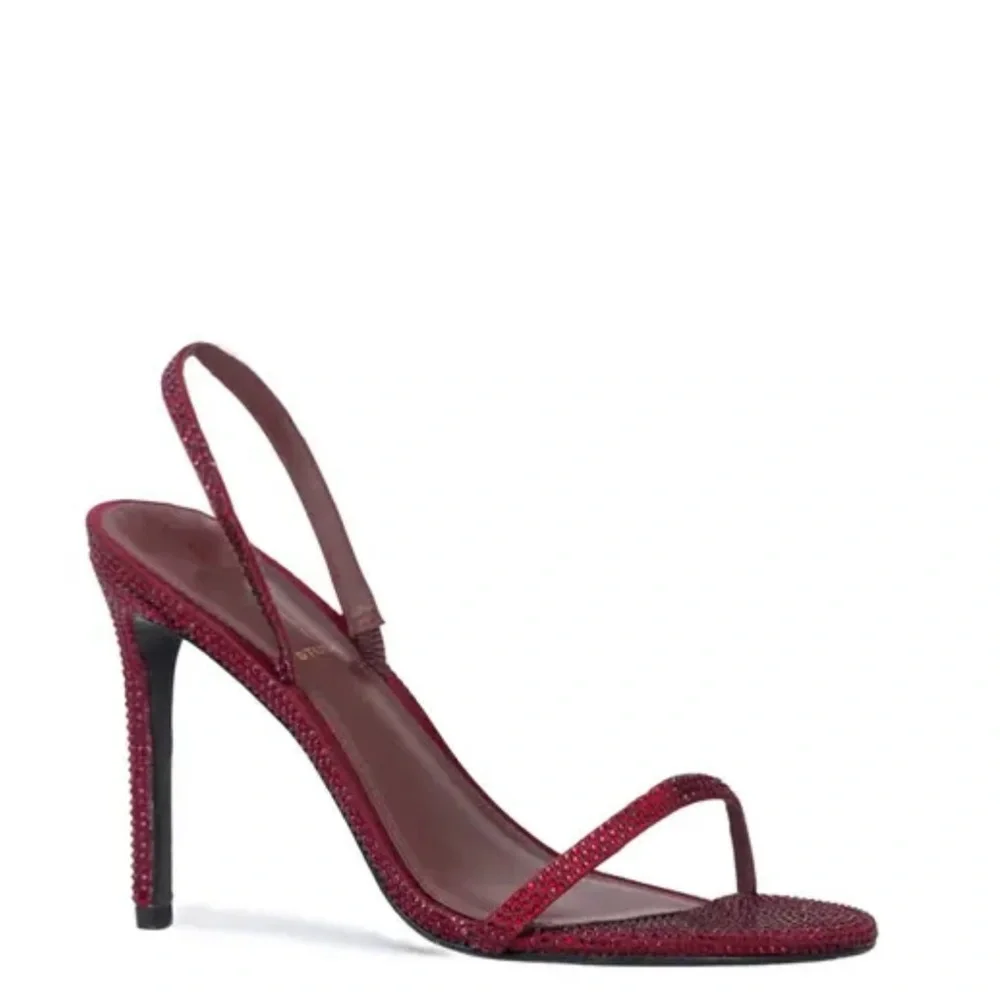 ✨Crystal Embellished Luciana Slingback
Sandal in Syrah Satin BLACK SUEDE STUDIO✨ - Picture 2 of 11